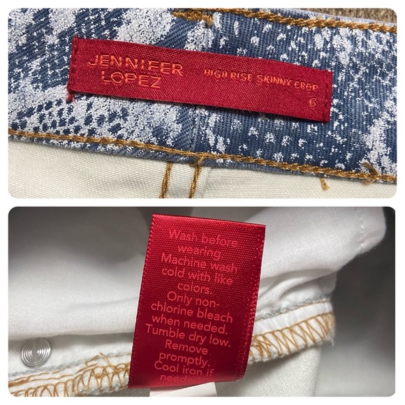 Jennifer Lopez Snakeskin High Rise Cropped Denim Jeans Blue - Picture 5 of 13